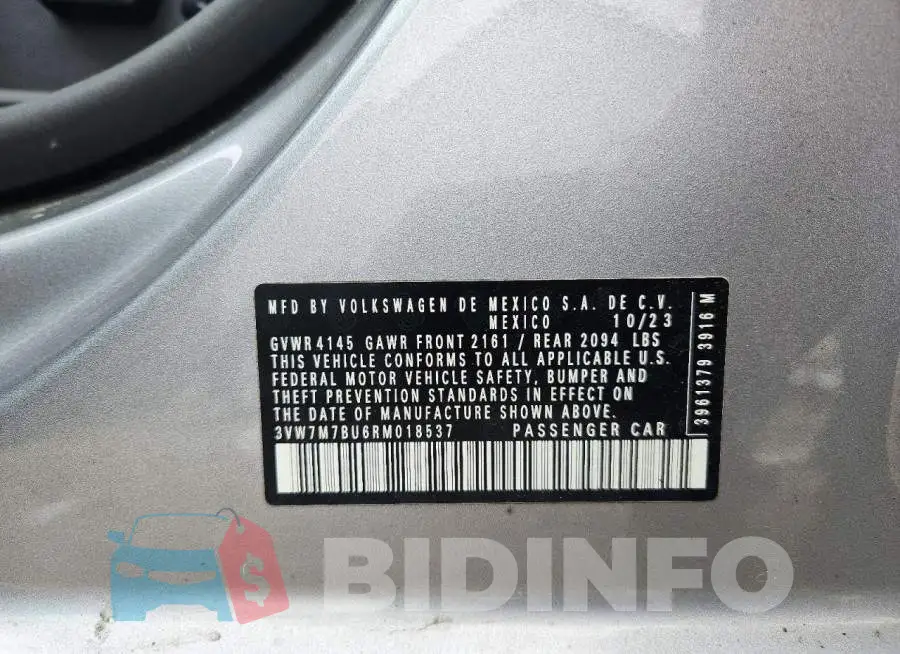 3VW7M7BU6RM018537 Photo# 12