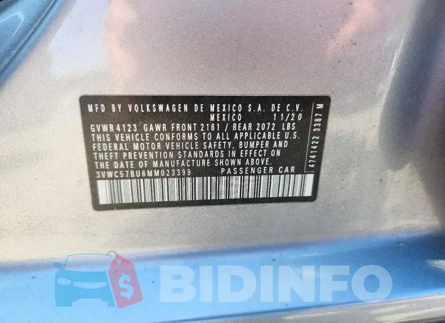 3VWC57BU6MM023399 Photo# 13