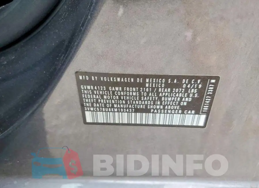 3VWC57BU8KM193437 Photo# 12