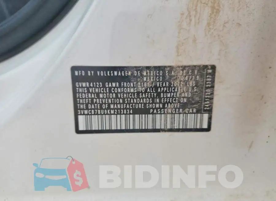 3VWCB7BU9KM213834 Photo# 12