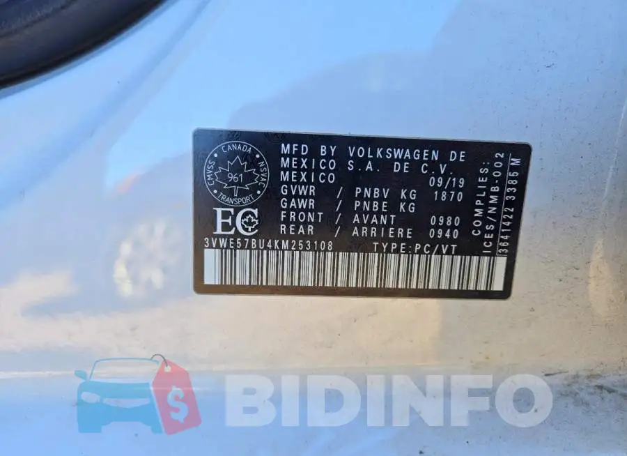 3VWE57BU4KM253108 Photo# 13
