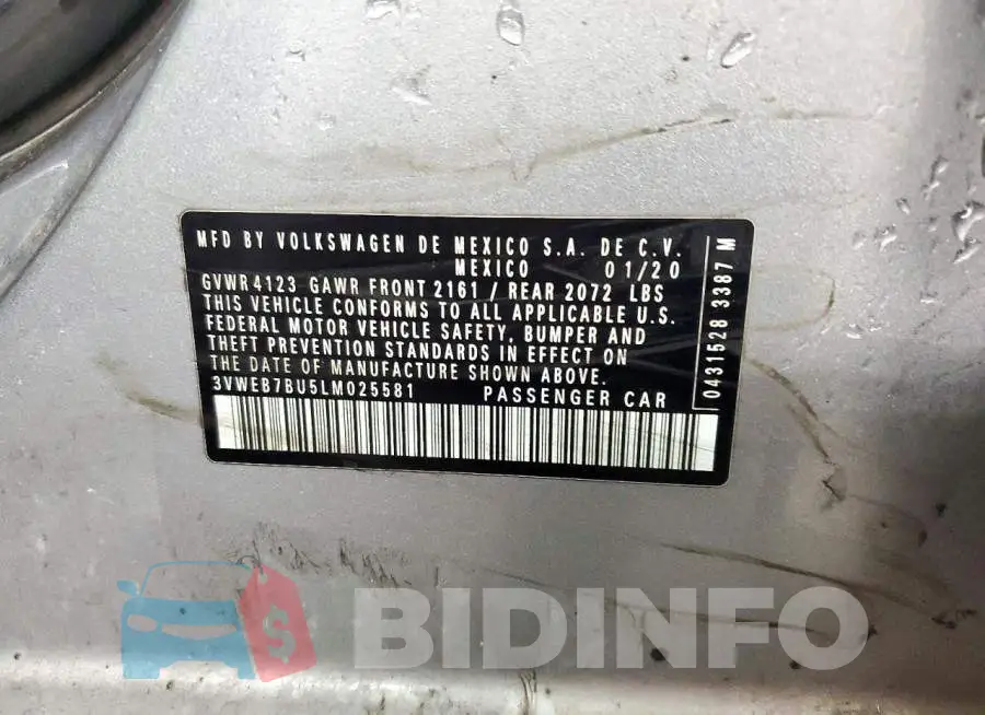 3VWEB7BU5LM025581 Photo# 13