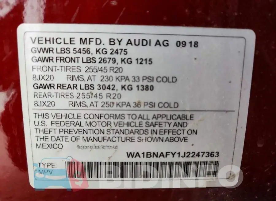 WA1BNAFY1J2247363 Photo# 14