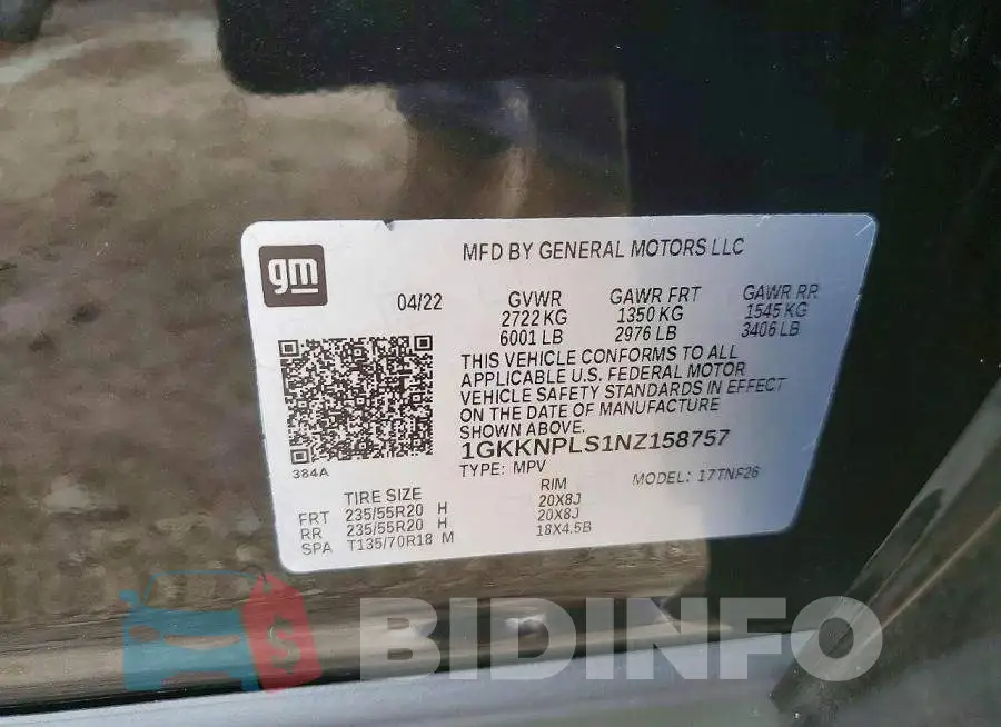 1GKKNPLS1NZ158757 Photo# 13