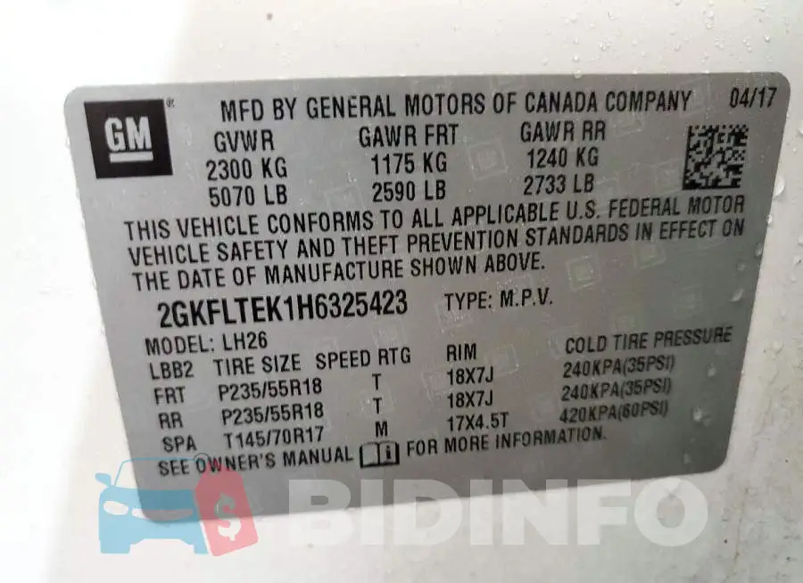 2GKFLTEK1H6325423 Photo# 13