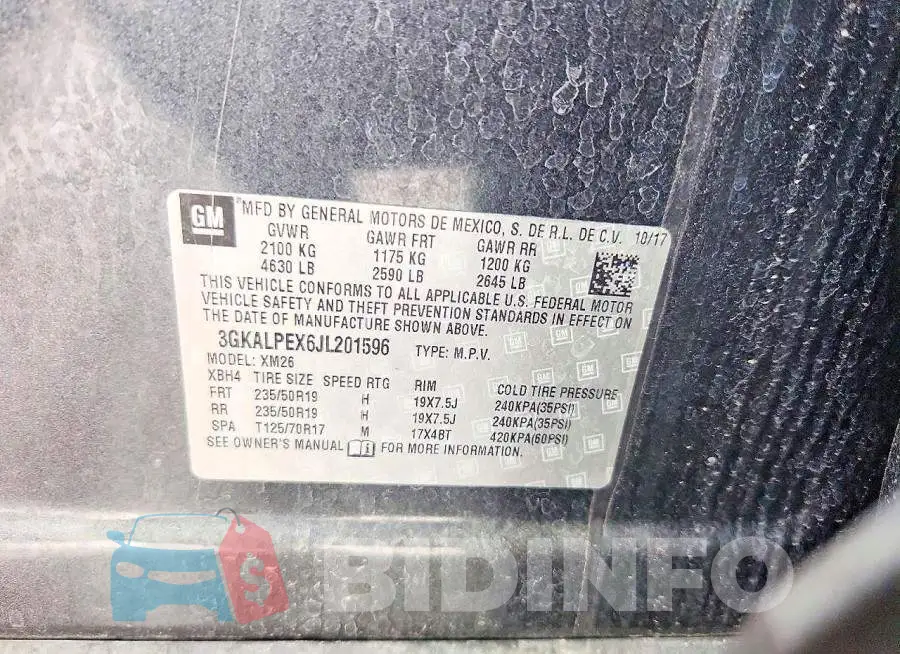 3GKALPEX6JL201596 Photo# 12
