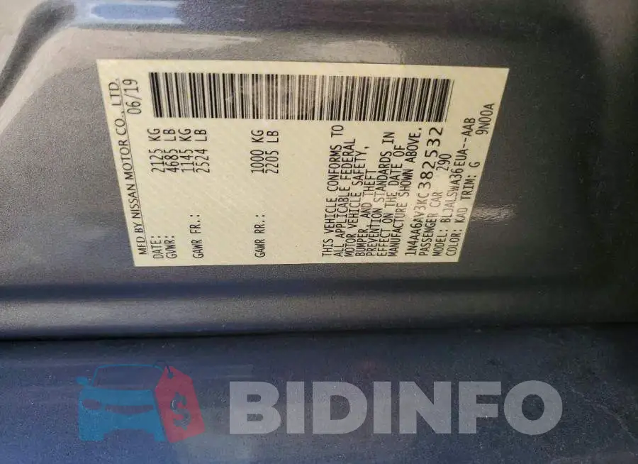1N4AA6AV3KC382532 Photo# 12
