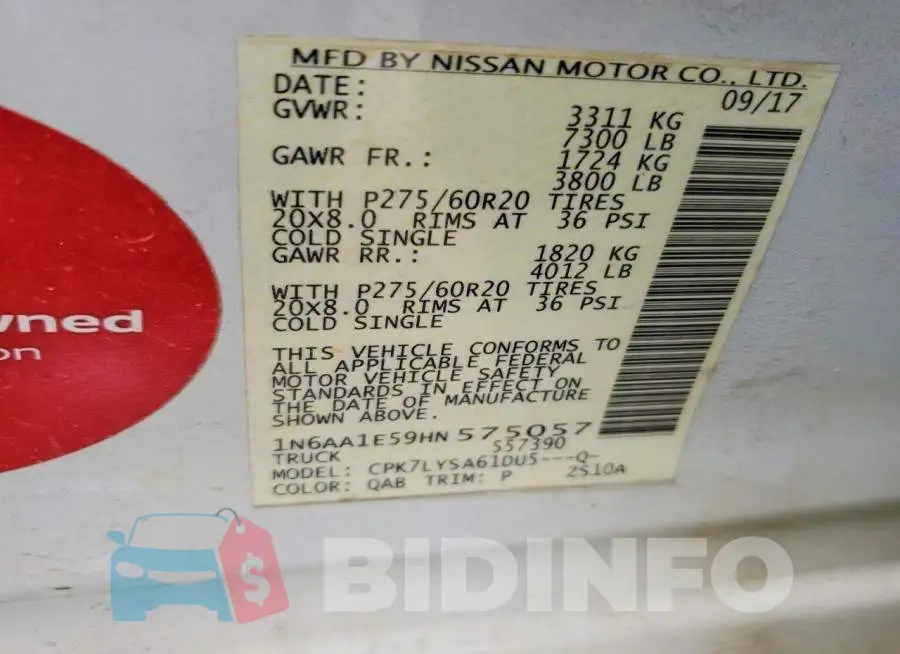 1N6AA1E59HN575057 Photo# 12