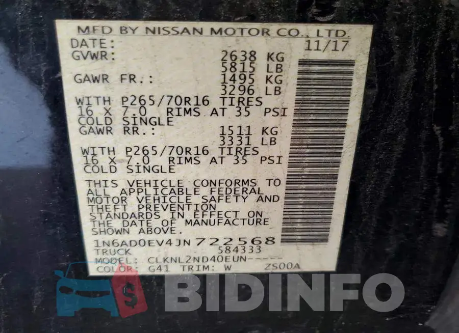 1N6AD0EV4JN722568 Photo# 12