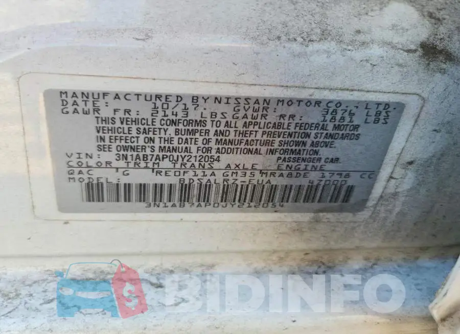 3N1AB7AP0JY212054 Photo# 12