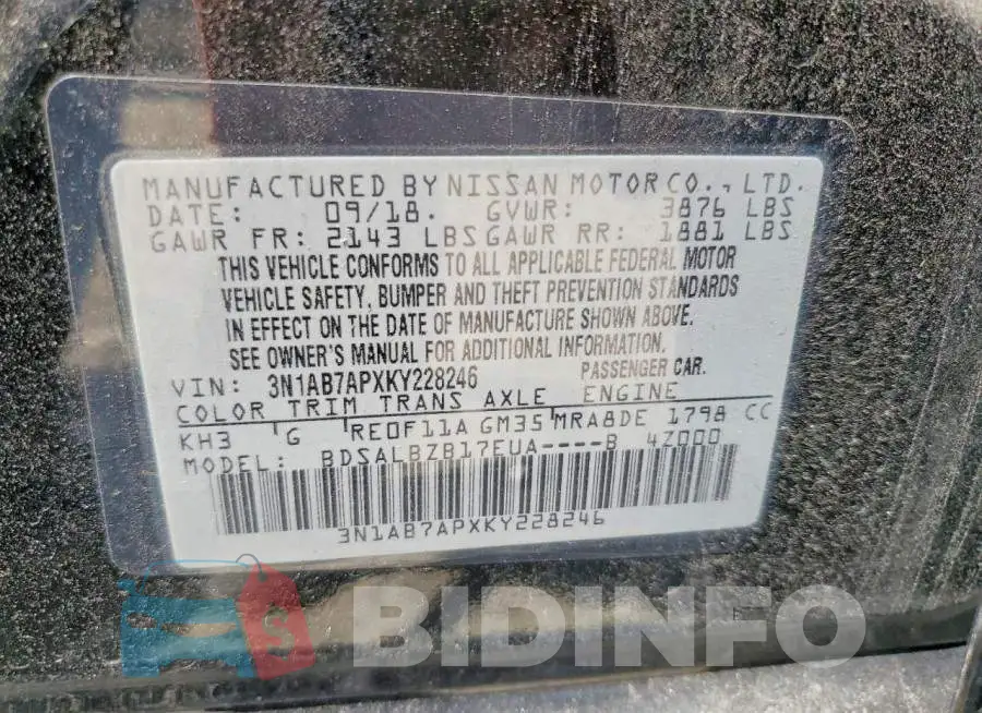 3N1AB7APXKY228246 Photo# 13