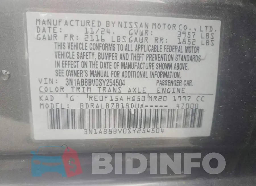 3N1AB8BV0SY254504 Photo# 12