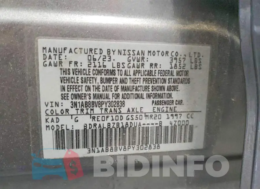 3N1AB8BV8PY302838 Photo# 13
