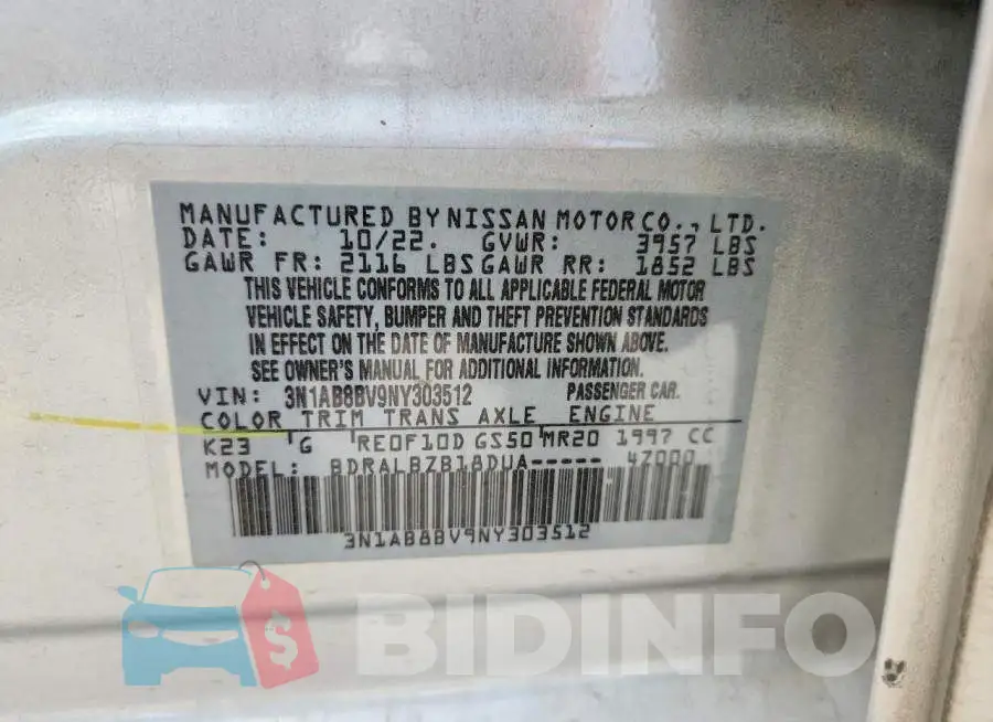 3N1AB8BV9NY303512 Photo# 12