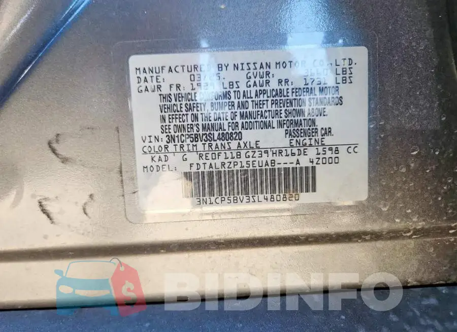 3N1CP5BV3SL480820 Photo# 14