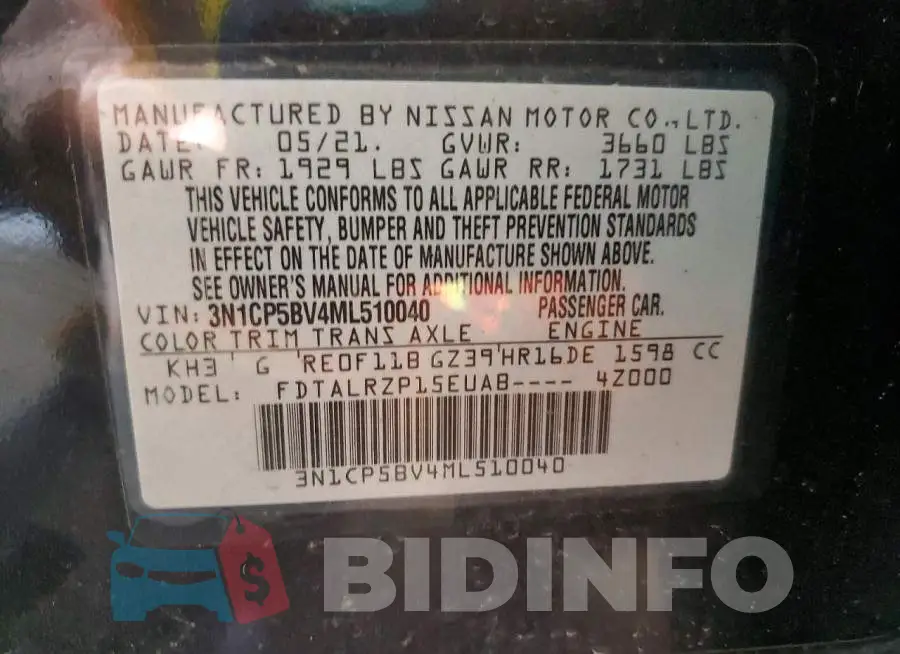 3N1CP5BV4ML510040 Photo# 13