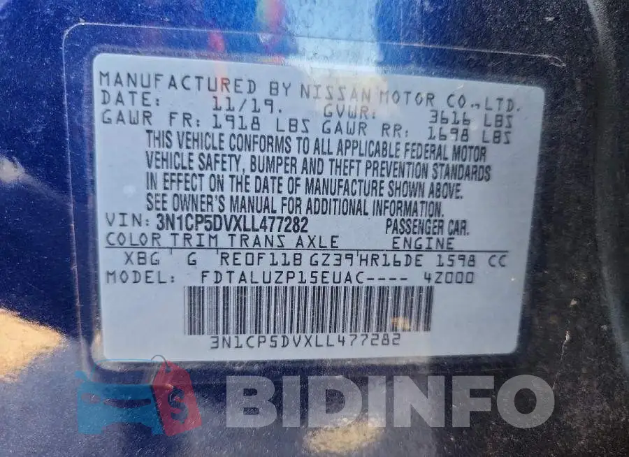 3N1CP5DVXLL477282 Photo# 12