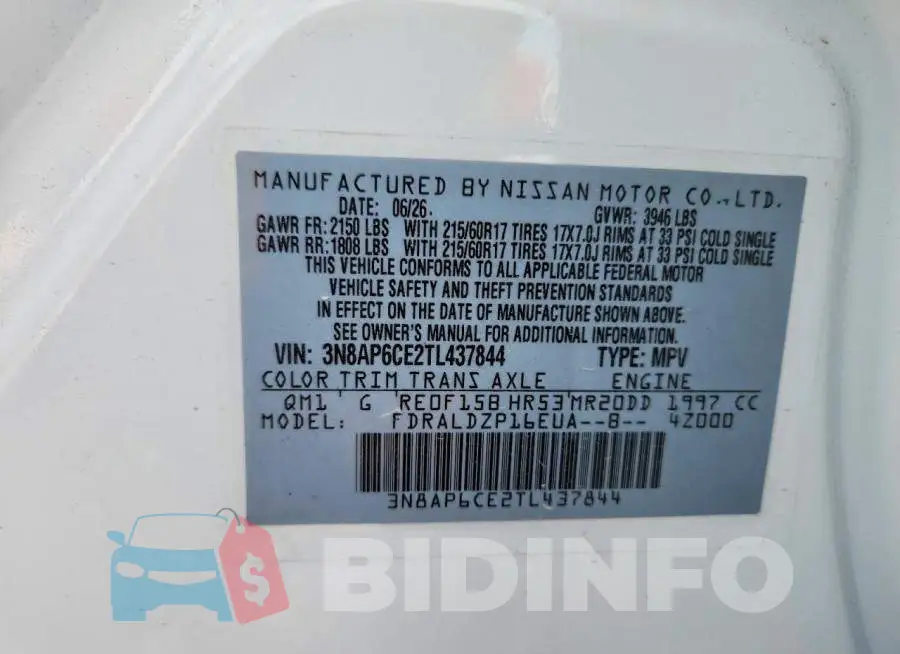 3N8AP6CE2TL437844 Photo# 13