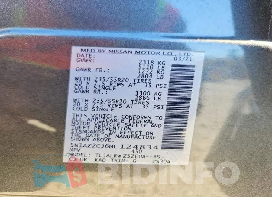 5N1AZ2CJ6MC124834 Photo# 14