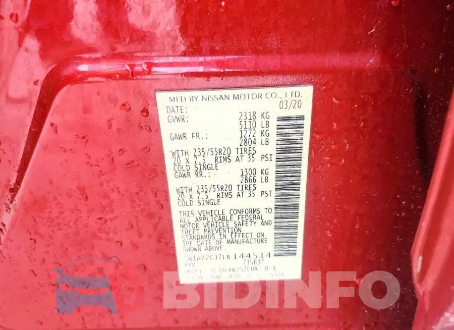 5N1AZ2CJ7LN144514 Photo# 13