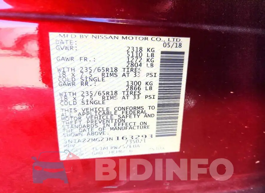 5N1AZ2MG2JN163293 Photo# 13