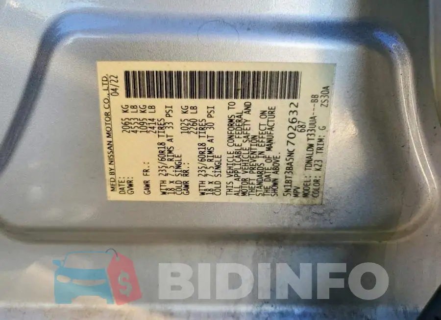5N1BT3BA5NC702632 Photo# 12