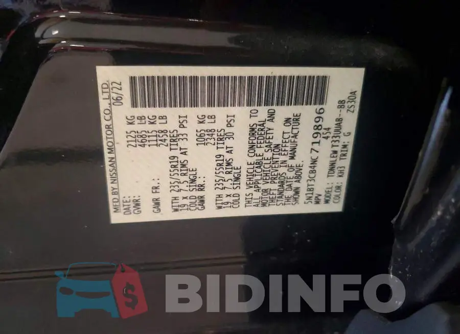 5N1BT3CB4NC719896 Photo# 13