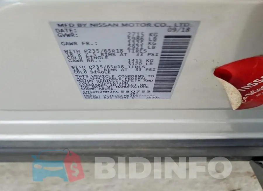 5N1DR2MM2KC580753 Photo# 13