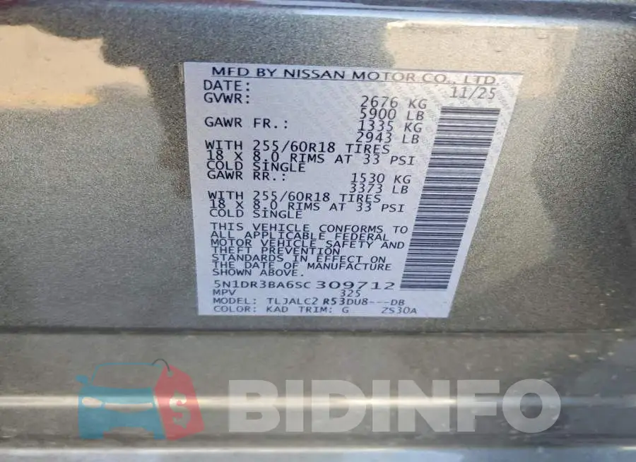 5N1DR3BA6SC309712 Photo# 13