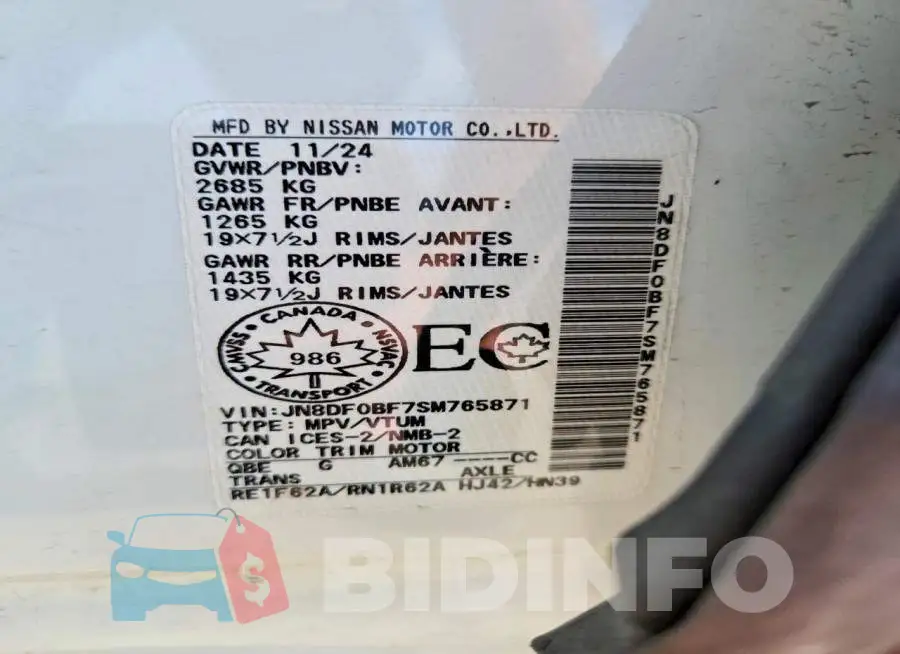 JN8DF0BF7SM765871 Photo# 13