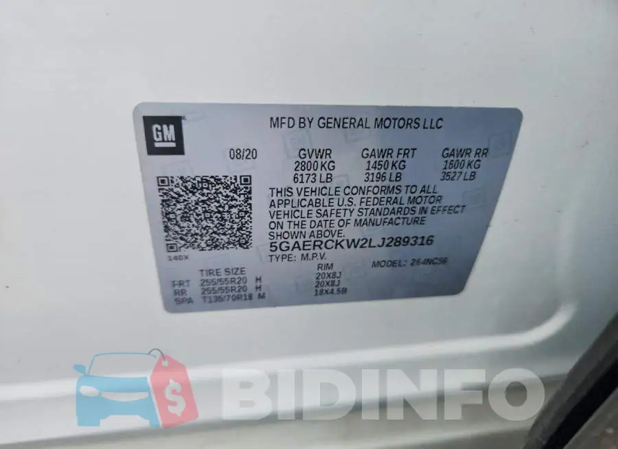 5GAERCKW2LJ289316 Photo# 13