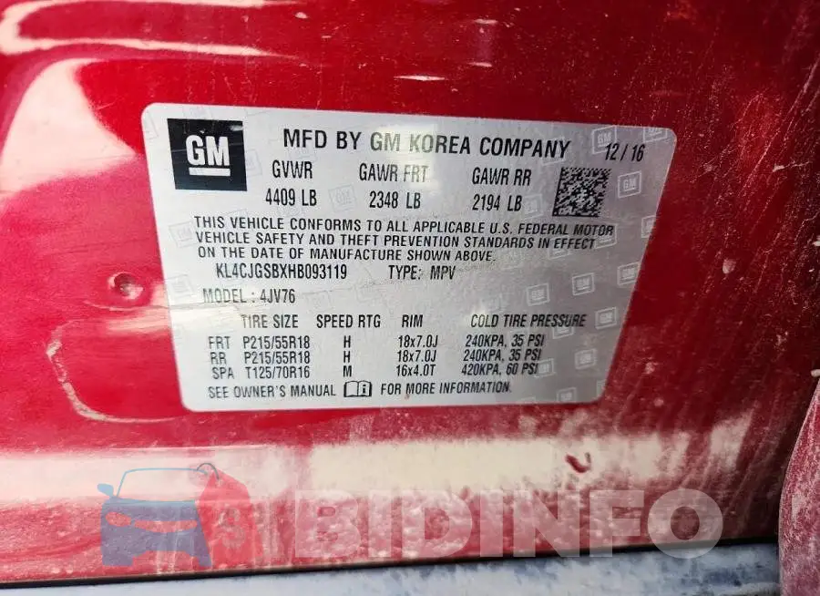 KL4CJGSBXHB093119 Photo# 13