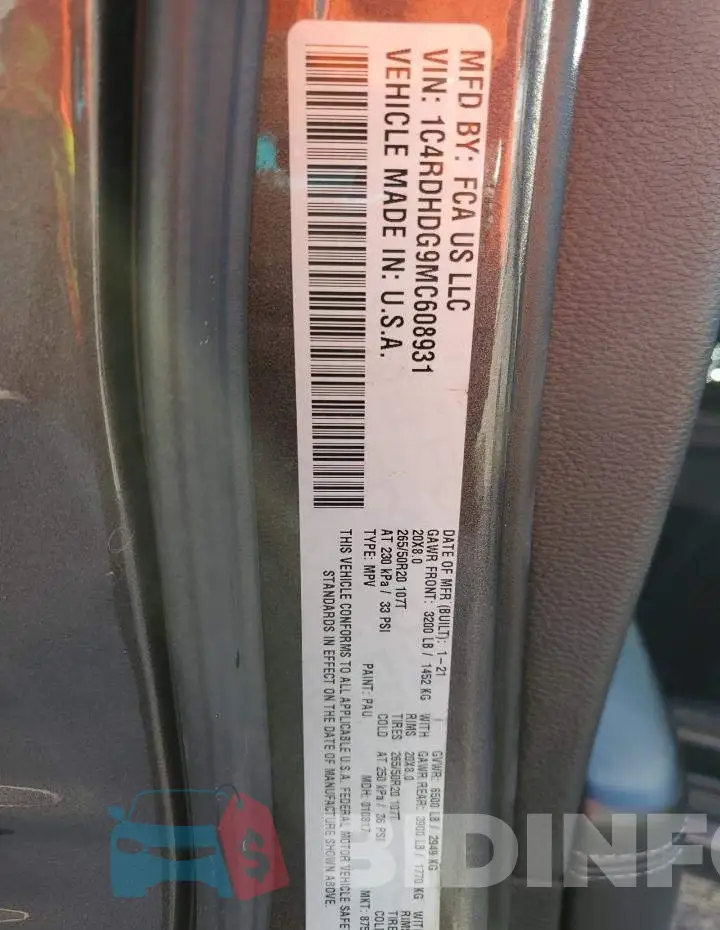 1C4RDHDG9MC608931 Photo# 14