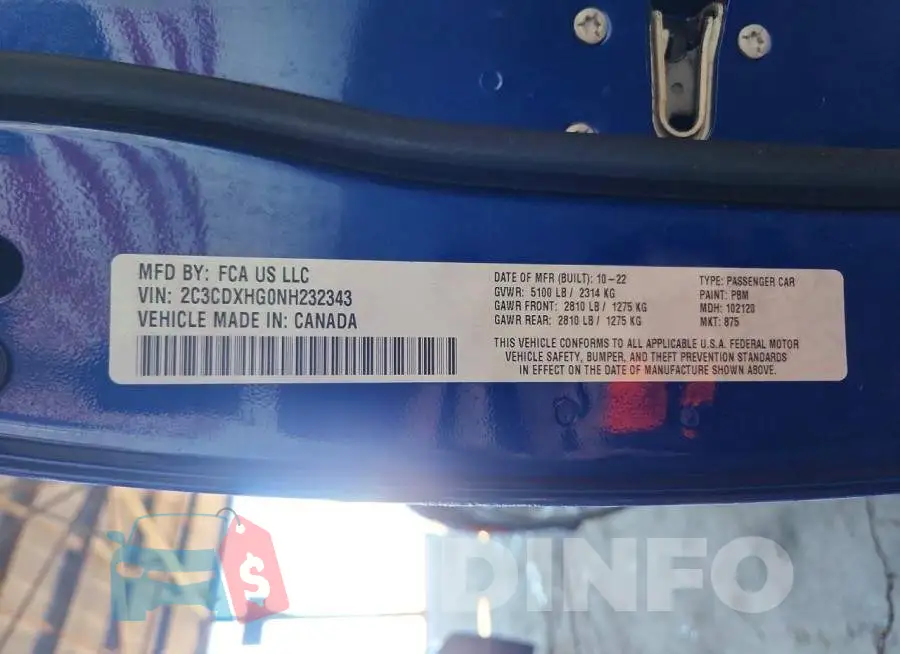 2C3CDXHG0NH232343 Photo# 13