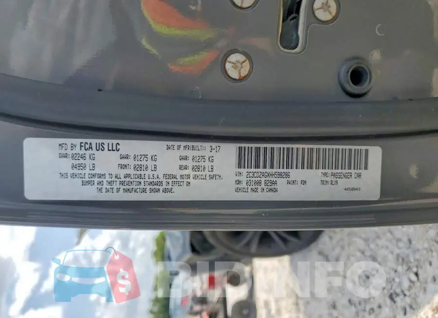 2C3CDZAGXHH598286 Photo# 13