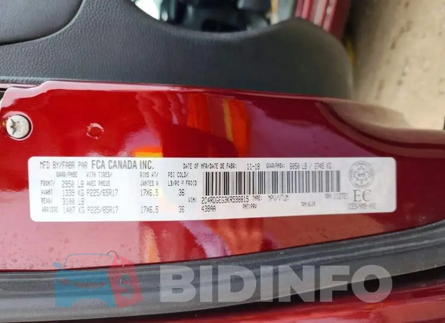 2C4RDGEG3KR598815 Photo# 14