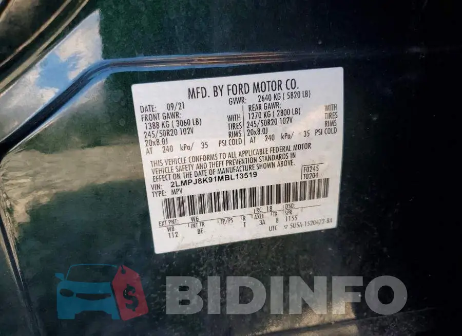 2LMPJ8K91MBL13519 Photo# 13