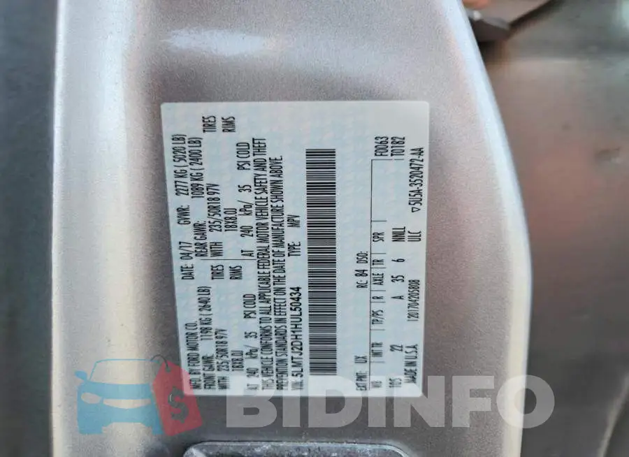 5LMTJ2DH1HUL50434 Photo# 13