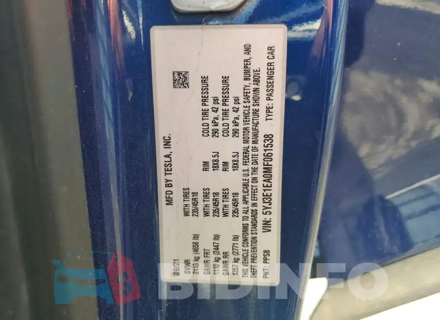 5YJ3E1EA0MF061538 Photo# 12