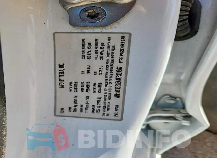 5YJ3E1EA4KF309867 Photo# 12