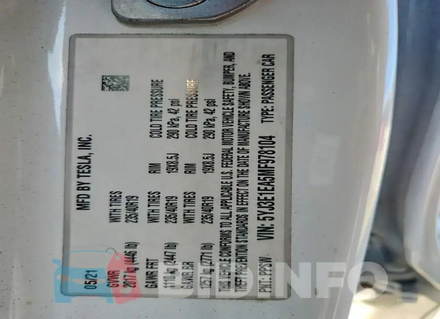 5YJ3E1EA5MF978104 Photo# 12