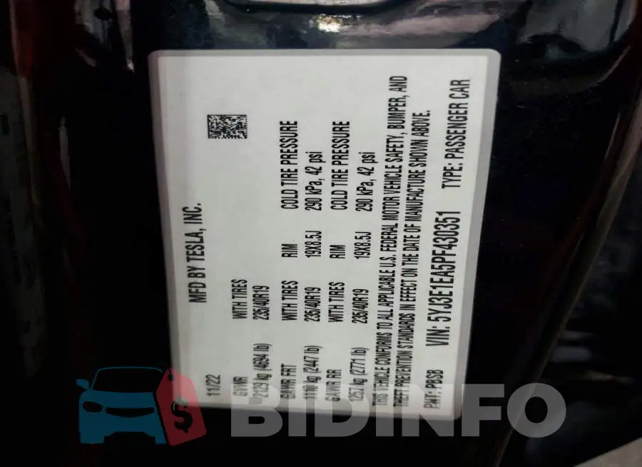 5YJ3E1EA5PF430351 Photo# 12
