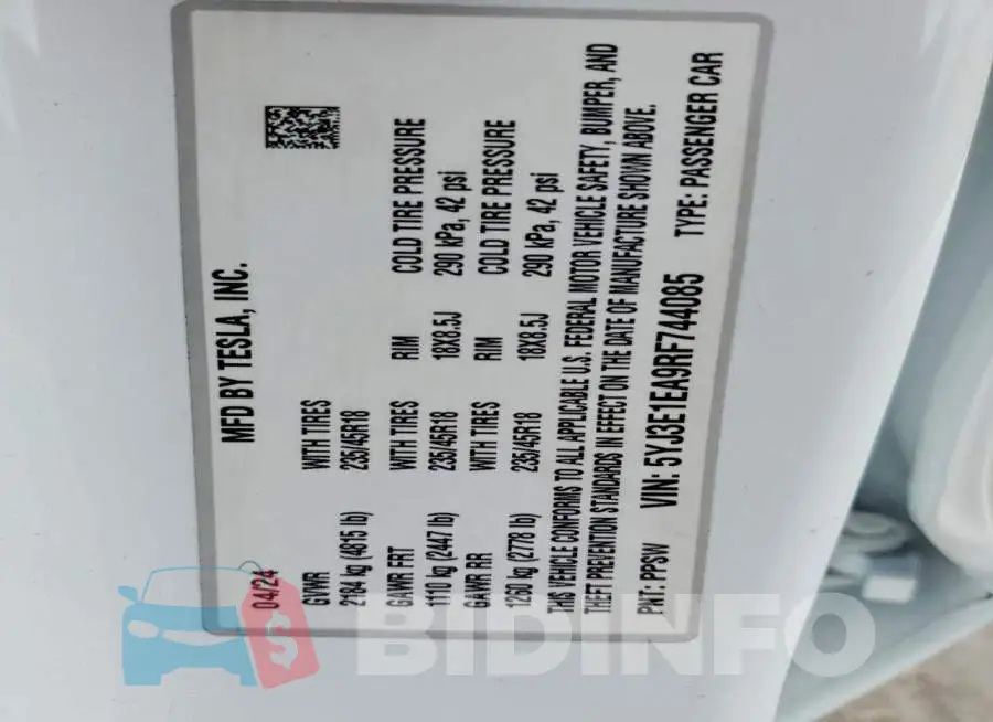 5YJ3E1EA9RF744085 Photo# 13