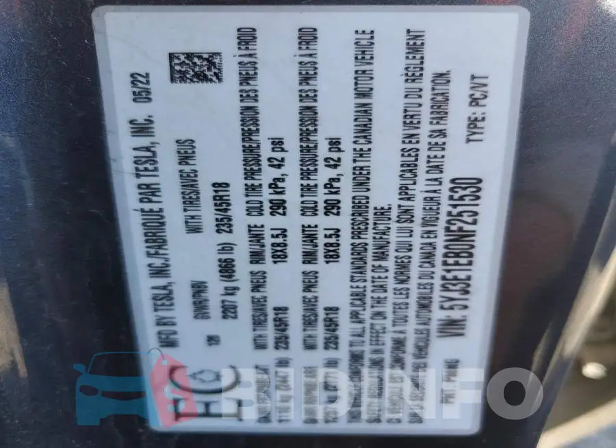 5YJ3E1EB0NF251530 Photo# 12