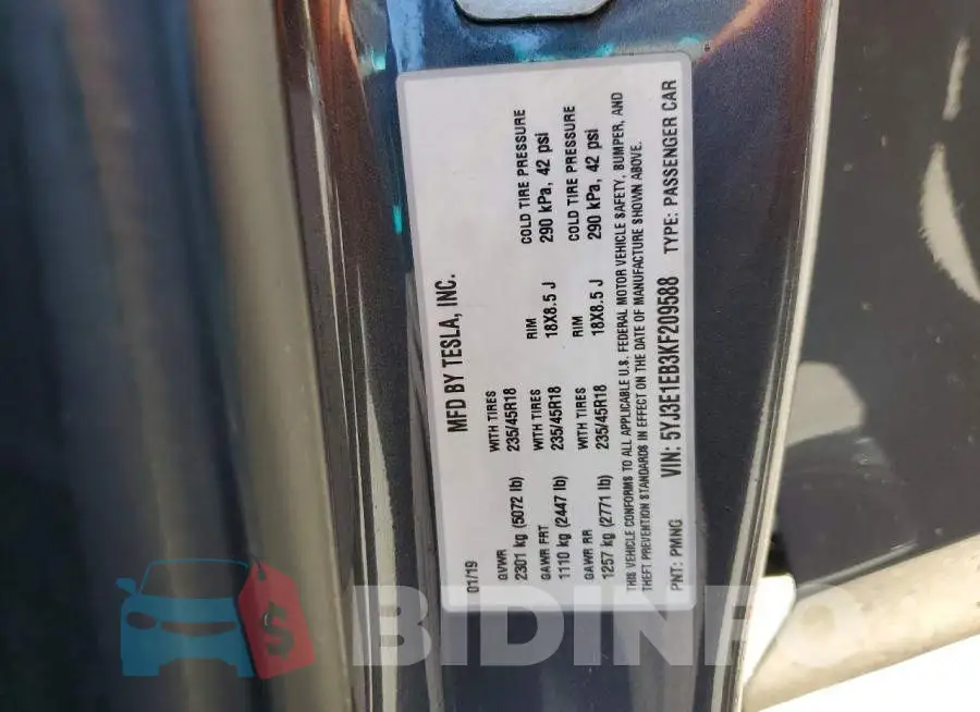 5YJ3E1EB3KF209588 Photo# 12