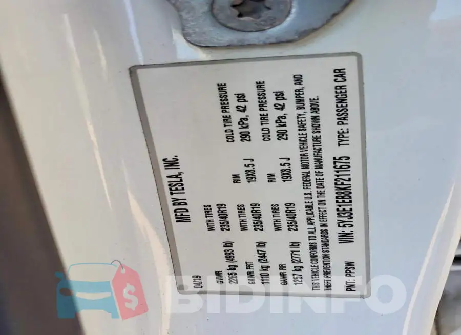 5YJ3E1EB8KF211675 Photo# 12