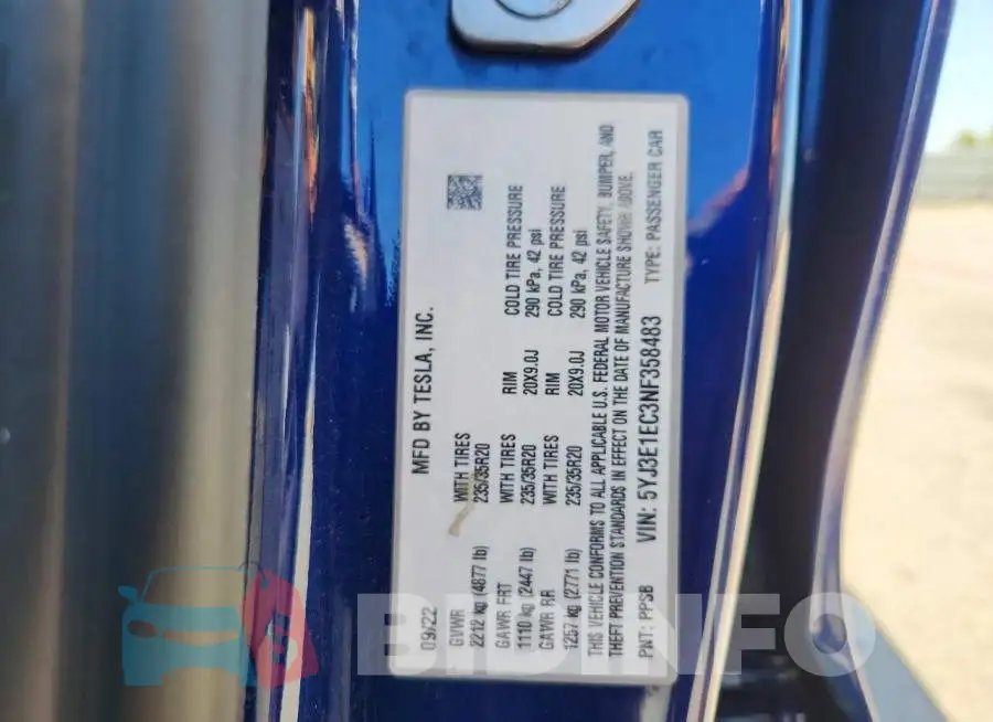 5YJ3E1EC3NF358483 Photo# 12
