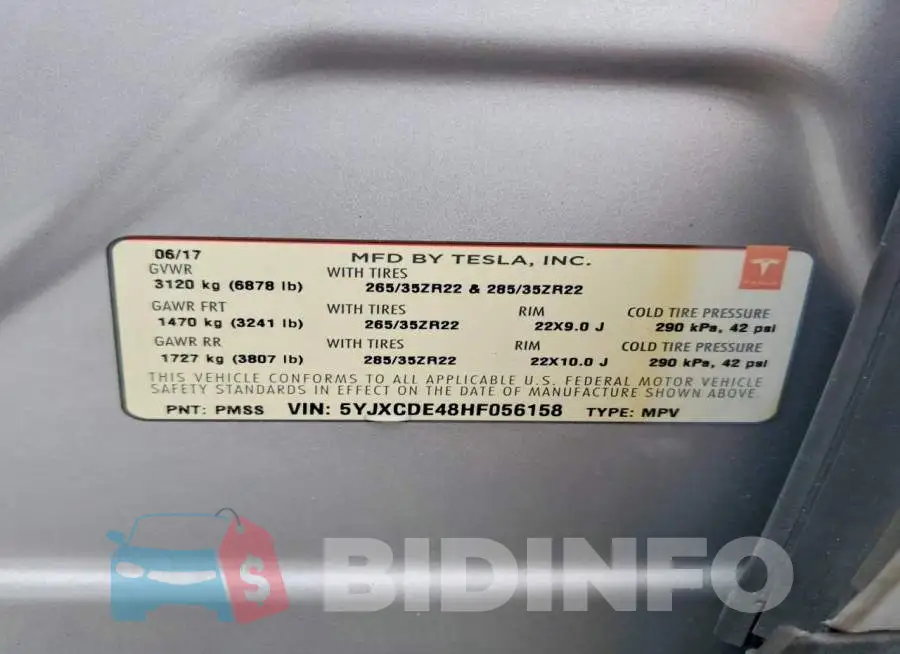 5YJXCDE48HF056158 Photo# 13