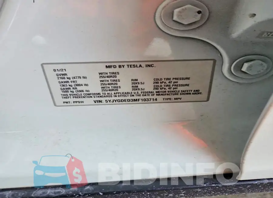 5YJYGDED3MF103714 Photo# 12