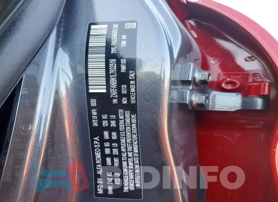 ZARFANBN1L7632519 Photo# 13